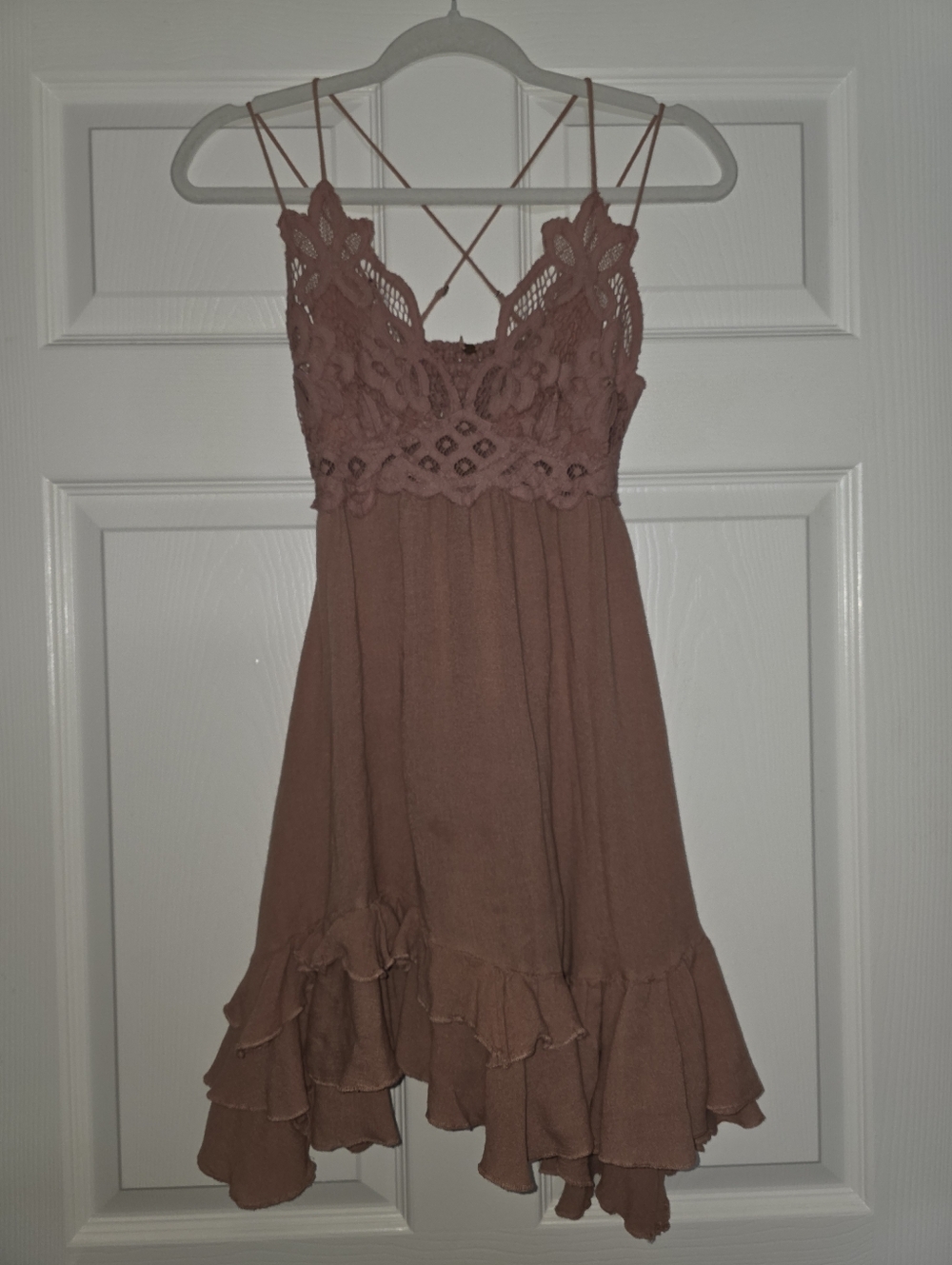 Moving Sale! { Free People "FP One" Blush Pink Lace Ruffle Slip Dress Size XS